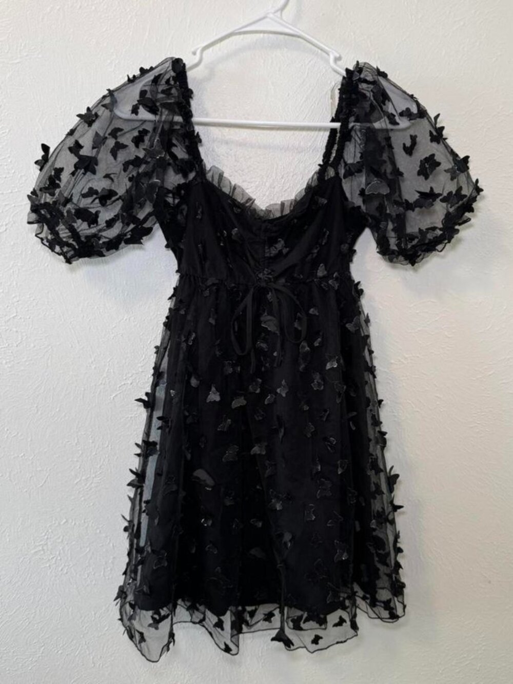 Black Butterfly Mesh Mini Dress XS | Gothic Fairy Festival Dress
